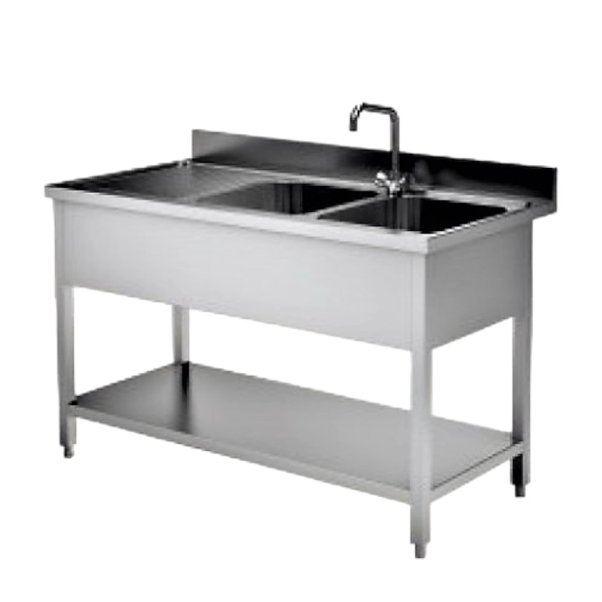 DUBBELE SPOELBAK MET AFDRUIPGEDEELTE L180 X B70 x H96