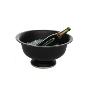 [3420] CHAMPAGNE BOWL ZWART OP VOET D41 x H20