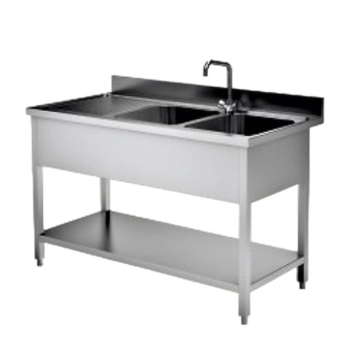 [6611] DUBBELE SPOELBAK MET AFDRUIPGEDEELTE L180 X B70 x H96