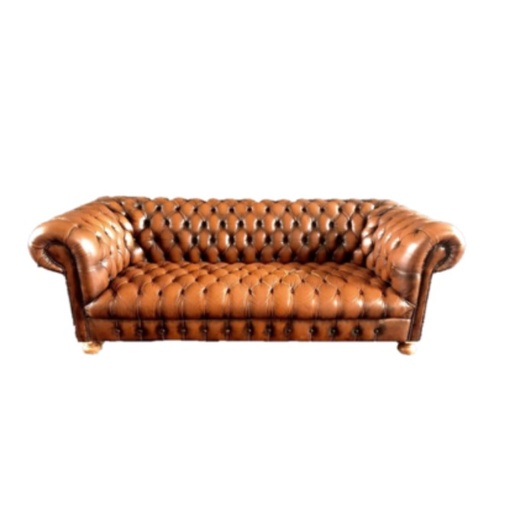 [8070] CHESTERFIELD SOFA LEDER 3-ZIT L200 x B90 x rug H70 |zit H40