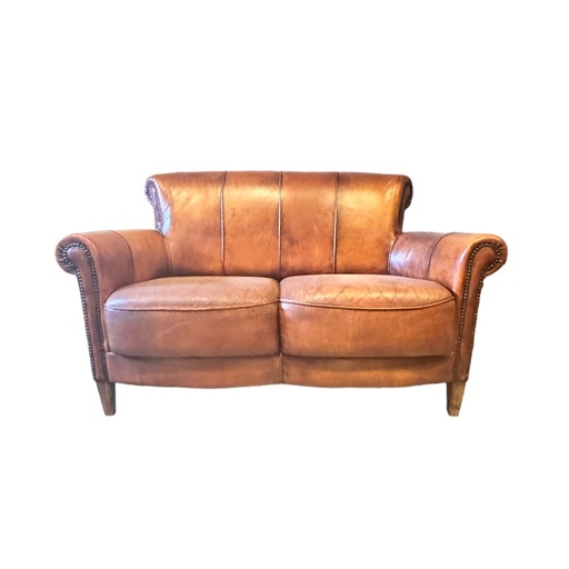 [8081] RETRO SOFA LEDER 2-ZIT L150 x B90 x rug H78 | zit H46